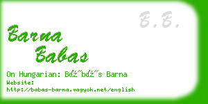 barna babas business card